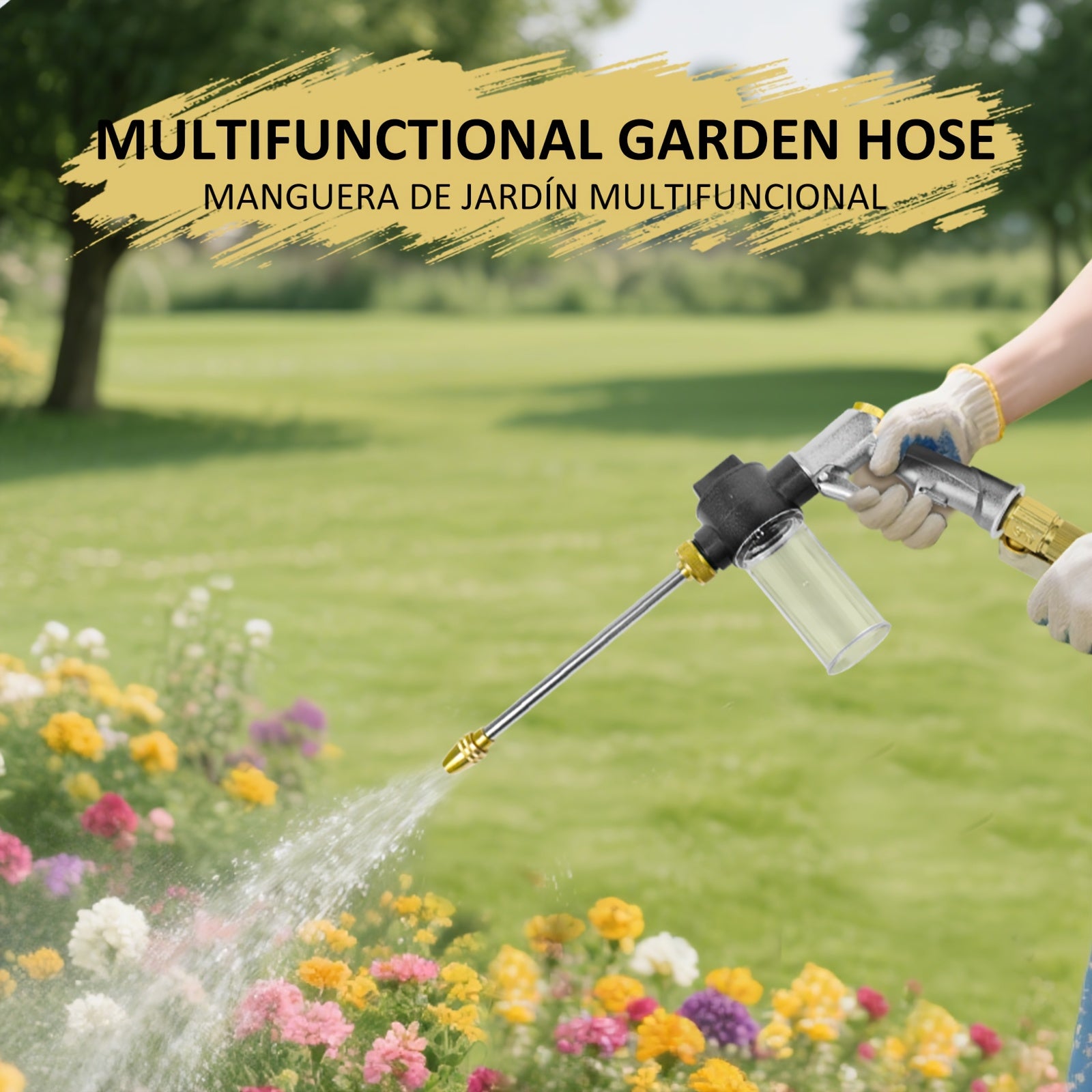 Heavy-Duty Garden Hose 50ft/100ft/150ft | Non-Kink, Flexible | 10-Mode Nozzle | Leak-Proof Brass Fittings | Hose + Nozzle + Bonus | Grey, Garden Hose Reel, Outdoor Watering, Durable Construction, Sturdy Connectors, Watering Equipment, Home Gardeners,