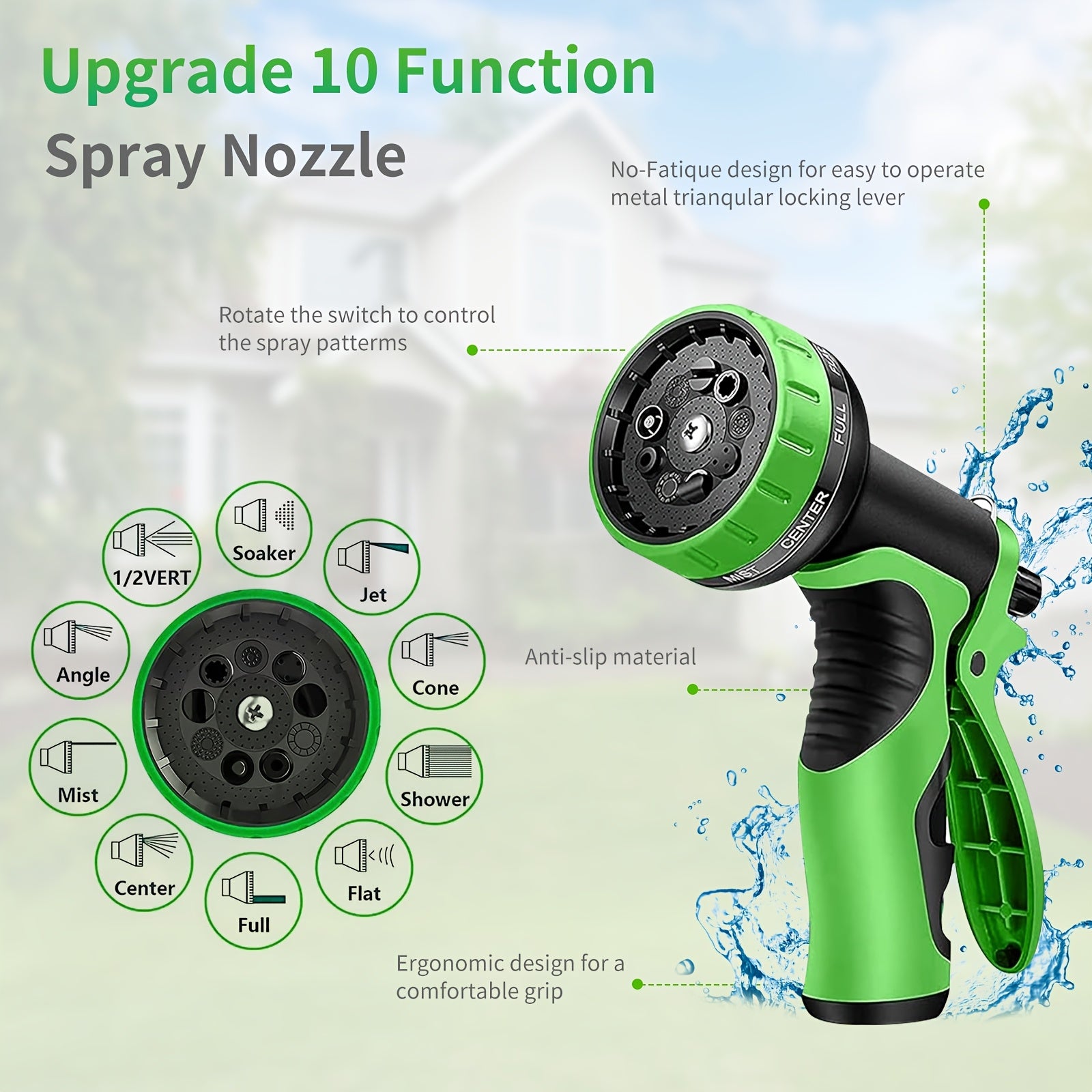 1pc FlexiHose Pro 75FT Expandable Garden Hose, 3/4" Heavy Duty Stainless Steel Rubber Coil with 10-Function Spray Nozzle, Flexible, Kink & Tangle Free, Puncture Resistant, US Standard