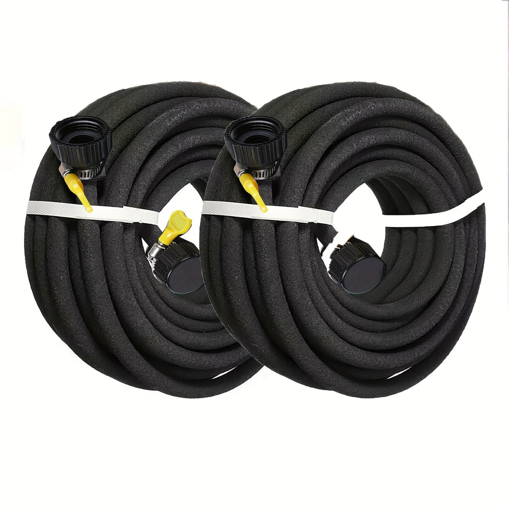 2pcs Heavy Duty Rubber Soaker Hoses, 50ft 1/2" Connectable Garden Hose for Lawn & Yard Irrigation, Water-Saving Drip System with US Standard Threads, Black, Lawn Irrigation | Flexible Garden Hose | Durable Rubber Hose, Garden Hose