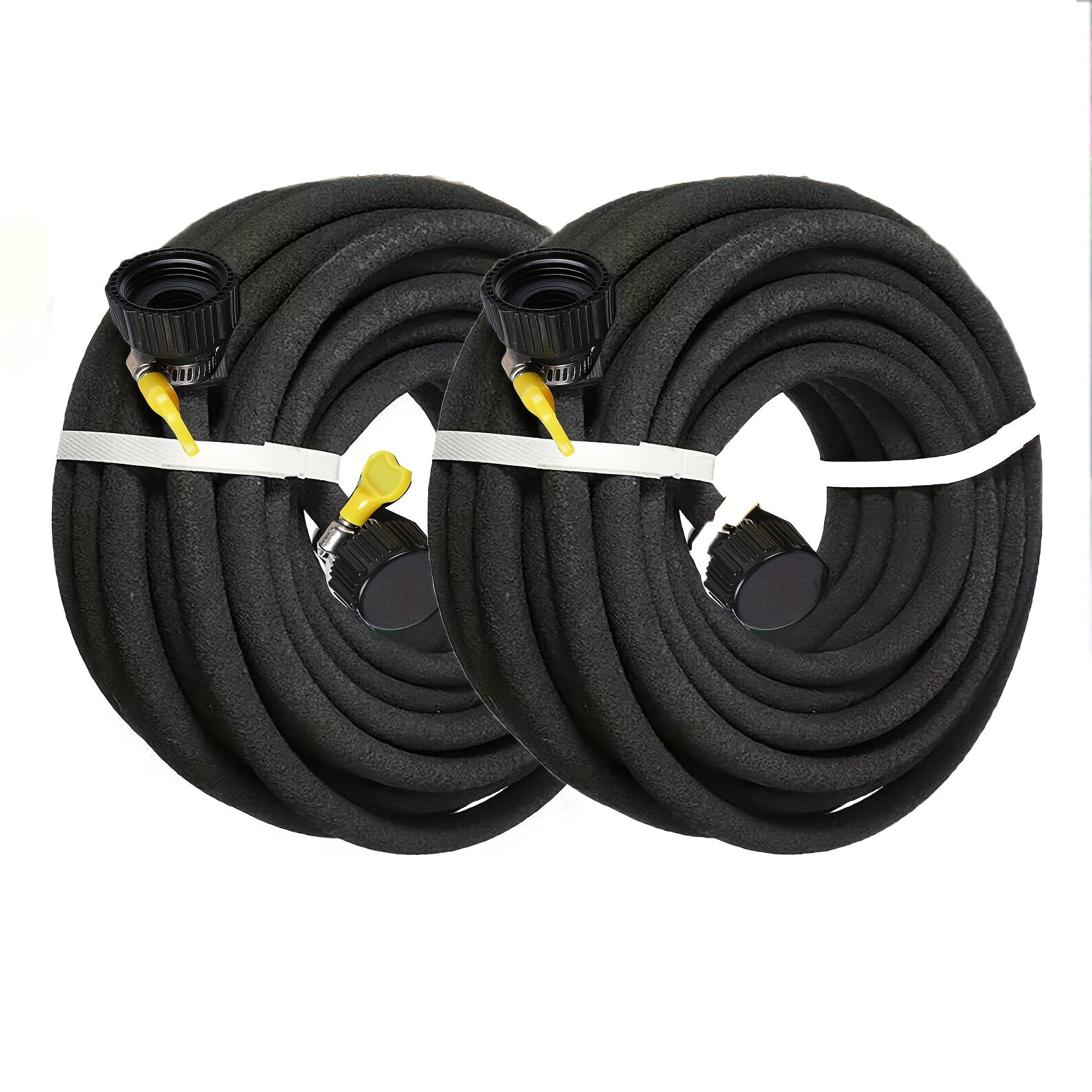 2pcs Heavy Duty Rubber Soaker Hoses, 50ft 1/2" Connectable Garden Hose for Lawn & Yard Irrigation, Water-Saving Drip System with US Standard Threads, Black, Lawn Irrigation | Flexible Garden Hose | Durable Rubber Hose, Garden Hose