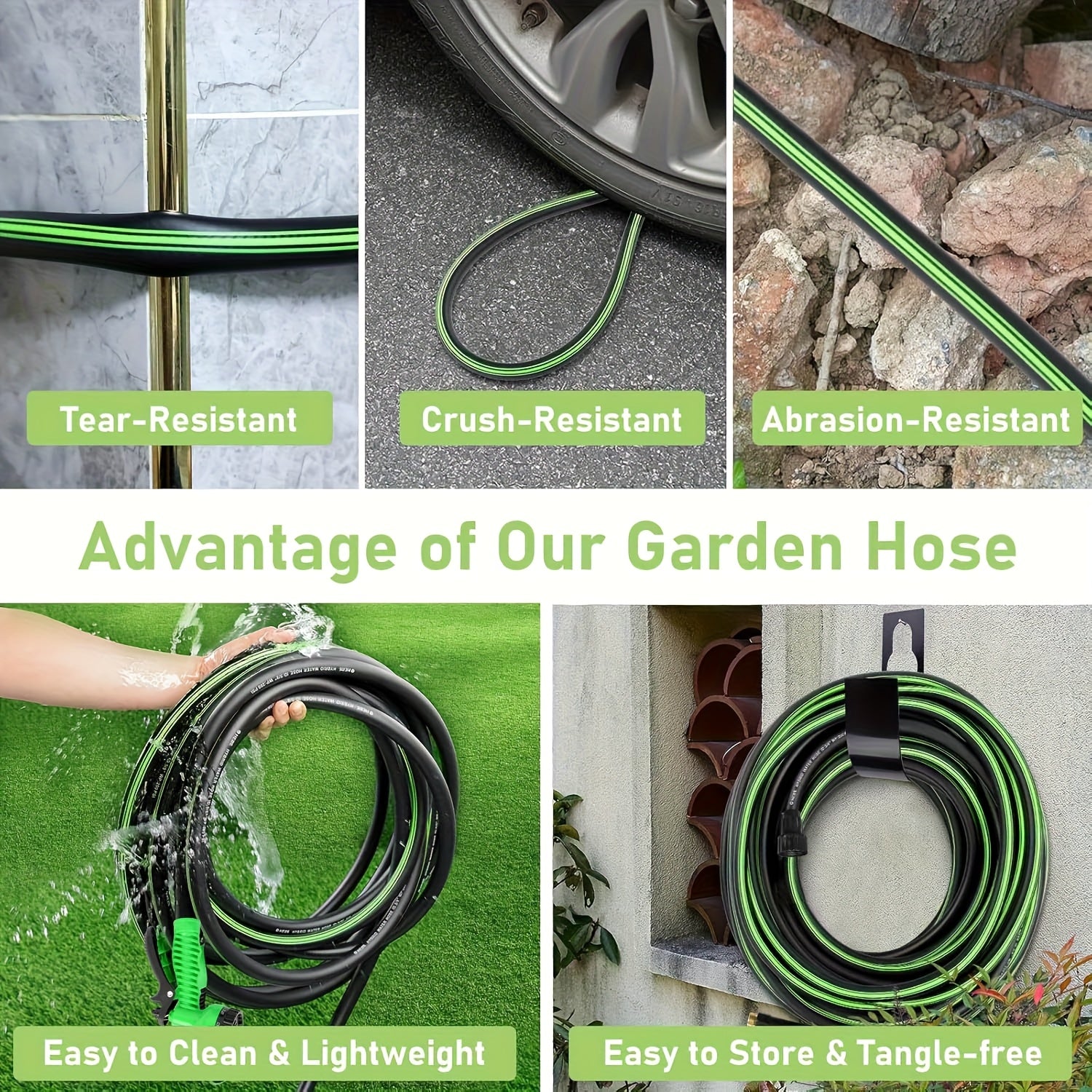 100ft Garden Hose, 7 Adjustable Function Nozzles, Leak Proof Design, Car Washing Water Pipe, Garden Watering Water Pipe, Garden Watering Water Pipe, Suitable for Outdoor Operations Such As Garden Watering, Yard Cleaning, Car Washing, Pet Bathing