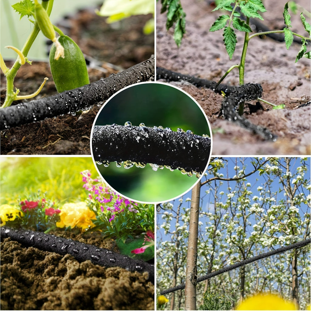 2pcs Heavy Duty Rubber Soaker Hoses, 50ft 1/2" Connectable Garden Hose for Lawn & Yard Irrigation, Water-Saving Drip System with US Standard Threads, Black, Lawn Irrigation | Flexible Garden Hose | Durable Rubber Hose, Garden Hose