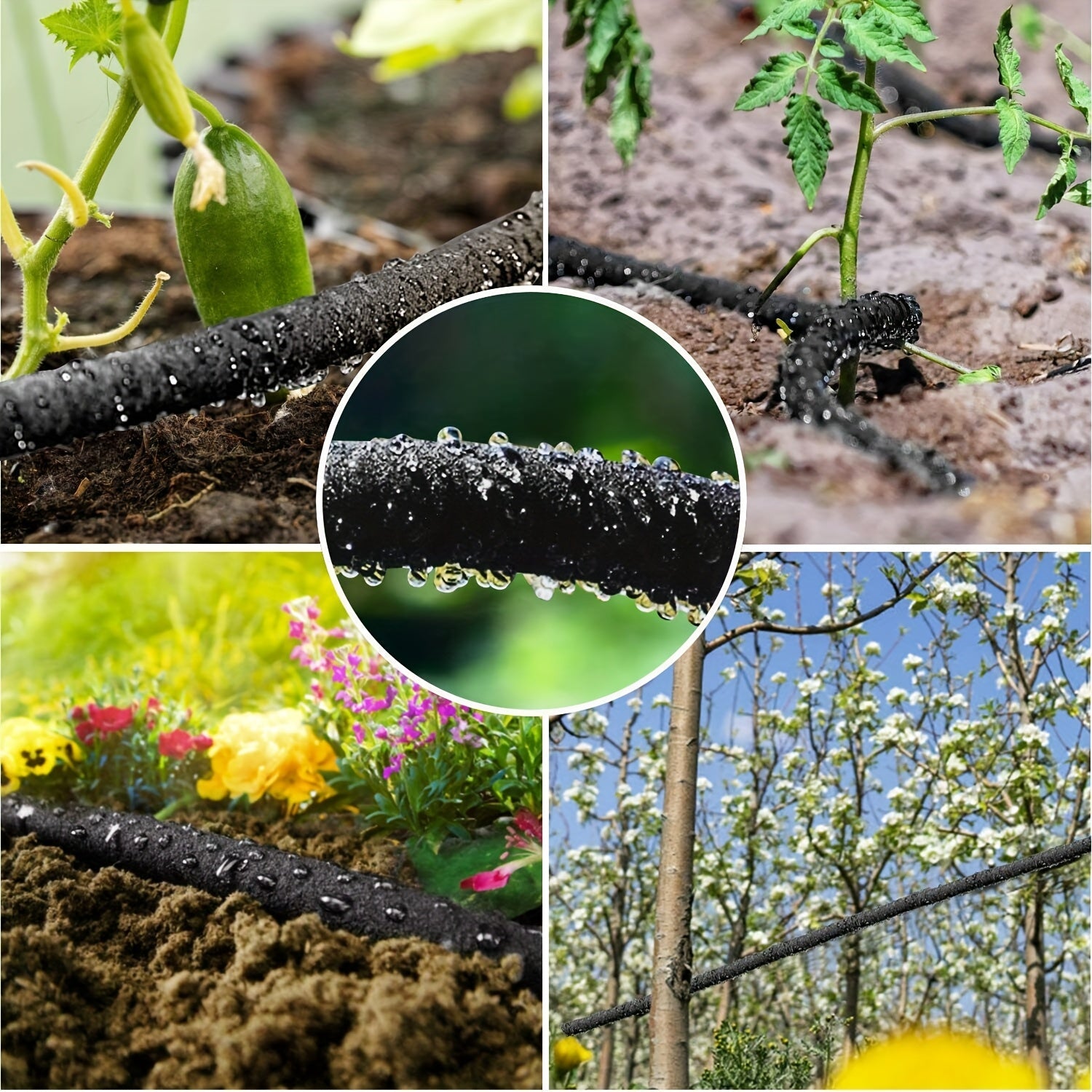 2pcs Heavy Duty Rubber Soaker Hoses, 50ft 1/2" Connectable Garden Hose for Lawn & Yard Irrigation, Water-Saving Drip System with US Standard Threads, Black, Lawn Irrigation | Flexible Garden Hose | Durable Rubber Hose, Garden Hose