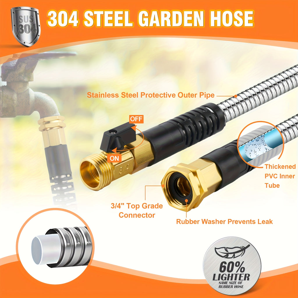 Heavy-Duty 50ft Extra Long Garden Hose - Flexible Lightweight Coil with Leak-Proof US Standard Threads, 3/4 Inch Diameter, All-Season Outdoor Hose for Yard, Lawn, Garden, Car Washing - Ideal for Residential & Commercial Use
