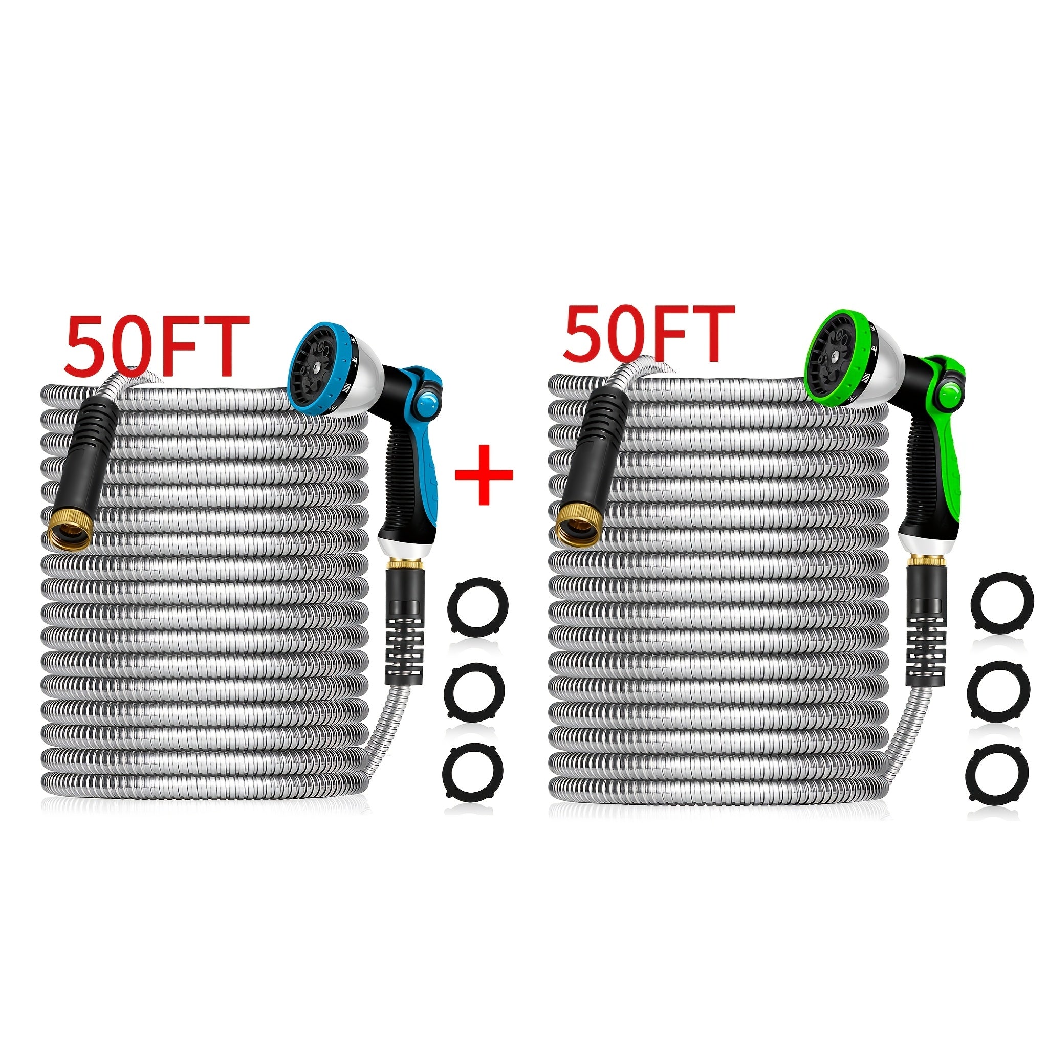 Heavy-Duty 50ft Extra Long Garden Hose - Flexible Lightweight Coil with Leak-Proof US Standard Threads, 3/4 Inch Diameter, All-Season Outdoor Hose for Yard, Lawn, Garden, Car Washing - Ideal for Residential & Commercial Use