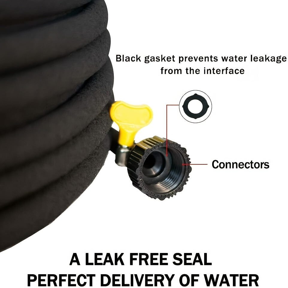 2pcs Heavy Duty Rubber Soaker Hoses, 50ft 1/2" Connectable Garden Hose for Lawn & Yard Irrigation, Water-Saving Drip System with US Standard Threads, Black, Lawn Irrigation | Flexible Garden Hose | Durable Rubber Hose, Garden Hose