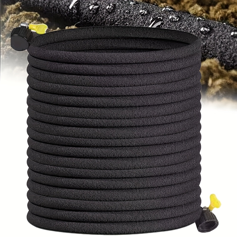 2pcs Heavy Duty Rubber Soaker Hoses, 50ft 1/2" Connectable Garden Hose for Lawn & Yard Irrigation, Water-Saving Drip System with US Standard Threads, Black, Lawn Irrigation | Flexible Garden Hose | Durable Rubber Hose, Garden Hose