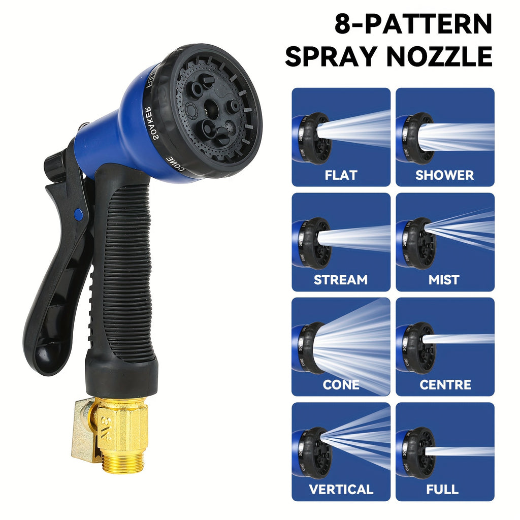 100ft Garden Hose with 10-Function High-Pressure Spray Nozzle, Lightweight Water Hose for Yard, Leakproof Design, Durable Rubber Material, with 3/4" Solid Brass Fittings, Water Hose for Yard, Lawn, Car Wash & Outdoor Use, 25/50/75/100ft Choosable