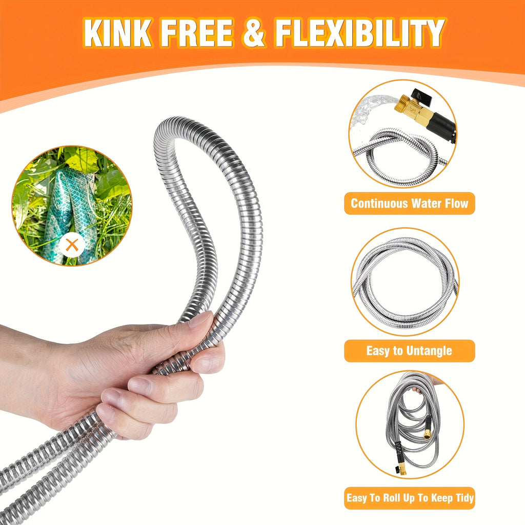 Heavy-Duty 50ft Extra Long Garden Hose - Flexible Lightweight Coil with Leak-Proof US Standard Threads, 3/4 Inch Diameter, All-Season Outdoor Hose for Yard, Lawn, Garden, Car Washing - Ideal for Residential & Commercial Use