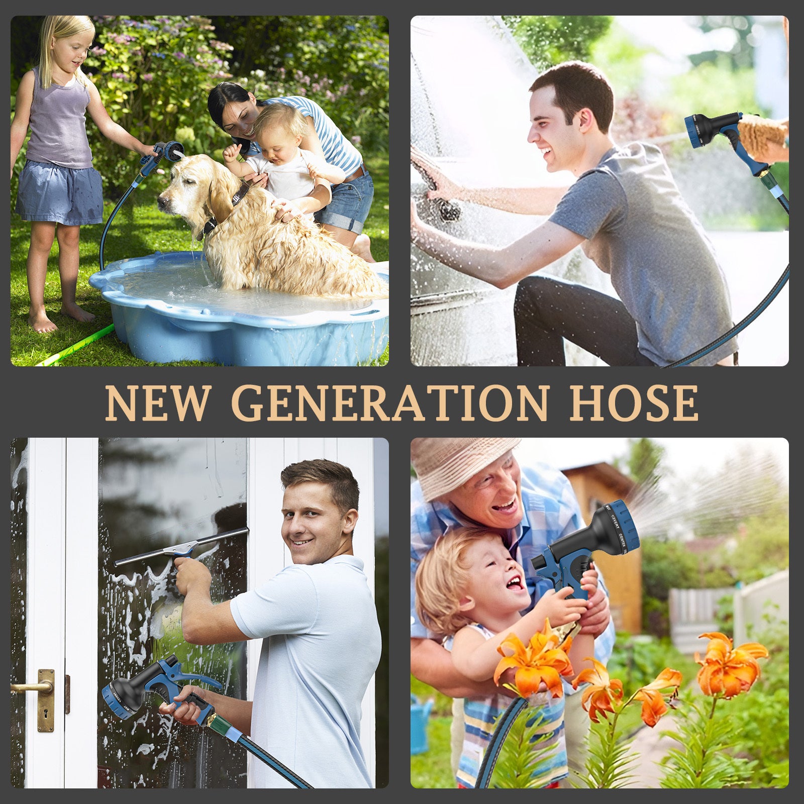 Heavy Duty Non-Expanding Garden Hose 50/100ft - Durable Reinforced Water Hose with Leak-Proof Construction， Kink-Resistant, TPV material, 10-Function Spray Nozzle, 3/4" Connector & Portable Strap Perfect for Cleaning, Forestry, And Gardening