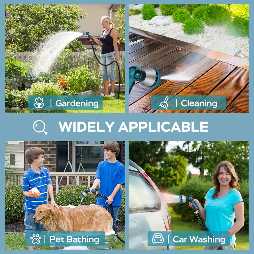 100ft/50ft Non-Expandable Garden Hose, Innovative Anti-Kink Technology, Kink Free Flexible Water Hose with 10-Pattern Spray Nozzle, 3/4" Brass Connectors, Leak Proof, Non-expansive Hose Covering Fabric for Lawn, Yard, Car Washing, And Outdoor Use