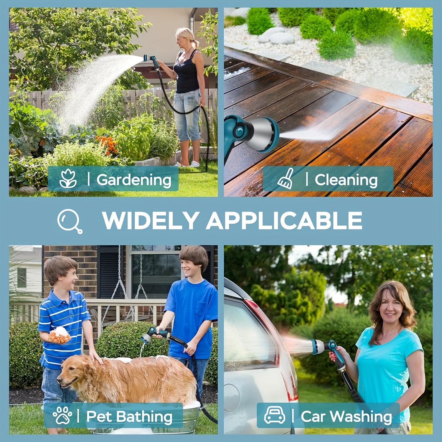 100ft/50ft Non-Expandable Garden Hose, Innovative Anti-Kink Technology, Kink Free Flexible Water Hose with 10-Pattern Spray Nozzle, 3/4" Brass Connectors, Leak Proof, Non-expansive Hose Covering Fabric for Lawn, Yard, Car Washing, And Outdoor Use