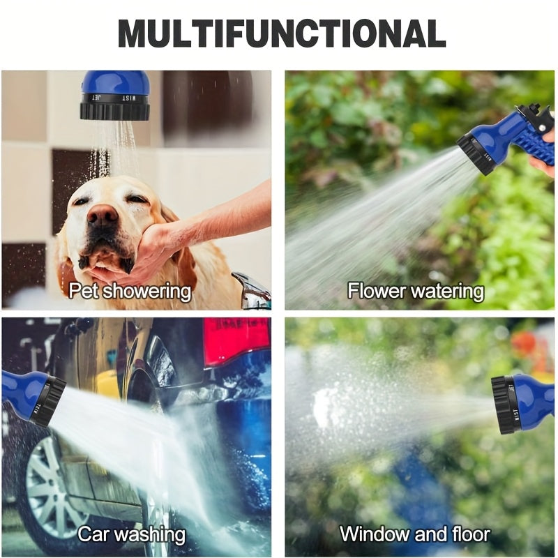 100ft Garden Hose, 7 Adjustable Function Nozzles, Leak Proof Design, Car Washing Water Pipe, Garden Watering Water Pipe, Garden Watering Water Pipe, Suitable for Outdoor Operations Such As Garden Watering, Yard Cleaning, Car Washing, Pet Bathing