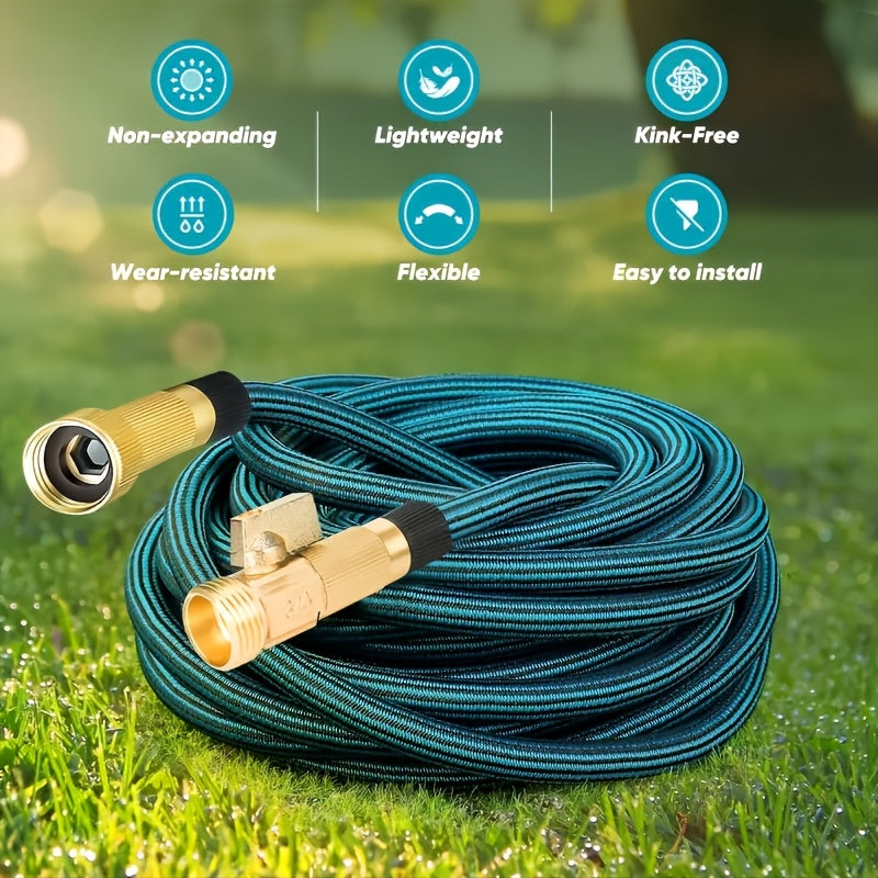 100 Foot Heavy-duty Garden Hose, 10 Types Of High-pressure Nozzles, 3/4 Inch Solid Brass Fittings, Leak Proof Design, Durable Rubber Material, Corrosion-resistant, Can Be Used for Watering Gardens And Cleaning Houses, Cars, Yards, Pet Bathrooms, Etc.